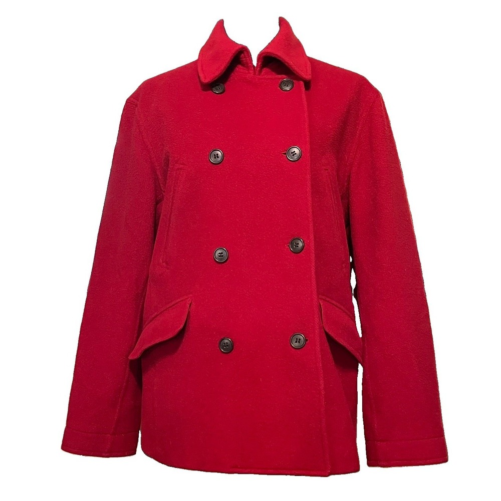 J. Crew Wool Pea Coat 61417 Thinsulate Cashmere Red Women's Size M Button Pocket